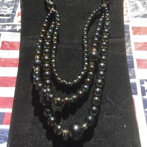 Iridescent Black Bead necklace